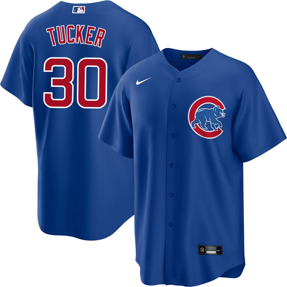 NIKE Men Chicago Cubs Kyle Tucker Alternate Blue Replica Jersey product image 1, provided for visual reference and product