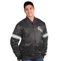 Chicago White Sox City Connect Pick & Roll Starter Satin Jacket-Black for Men product image 1, provided for visual reference