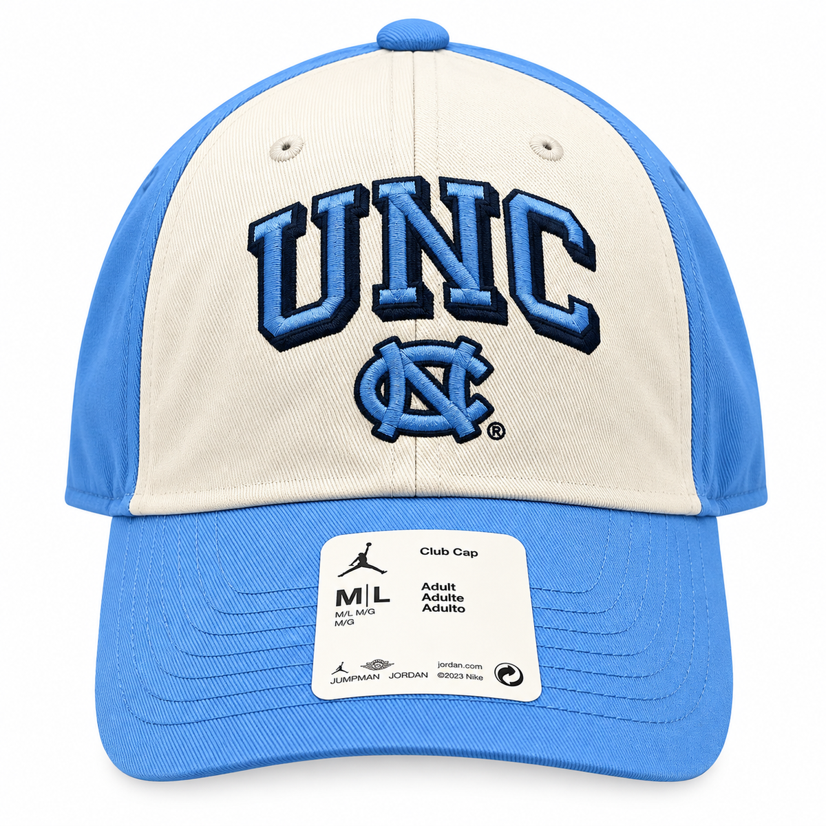 Nike North Carolina Tar Heels White/Sky Blue Jumpman Club Adjustable Hat for Men product image 2, provided for visual