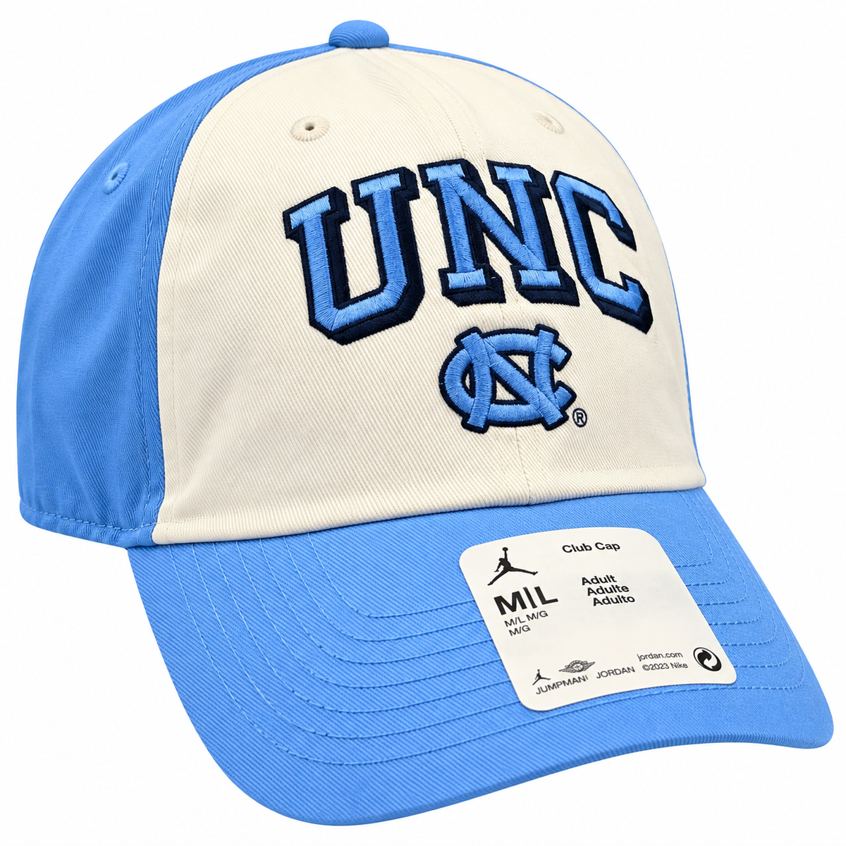 Nike North Carolina Tar Heels White/Sky Blue Jumpman Club Adjustable Hat for Men product image 3, provided for visual