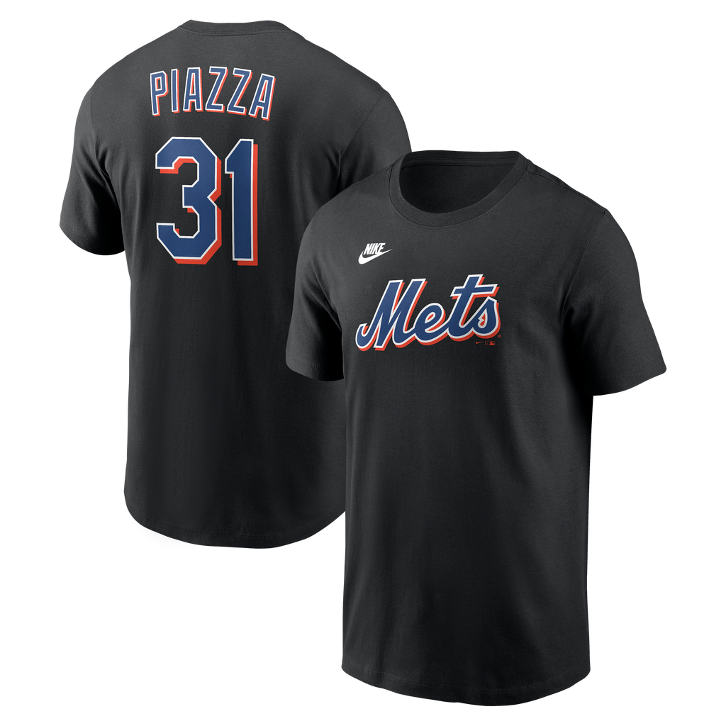 Mike Piazza New York Mets Nike Black Name & Number T-Shirt for Men product image 1, provided for visual reference and