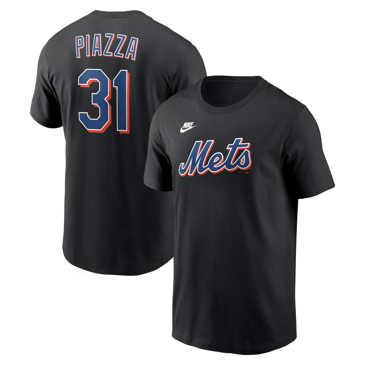 Mike Piazza New York Mets Nike Black Name & Number T-Shirt for Men product image 1, provided for visual reference and