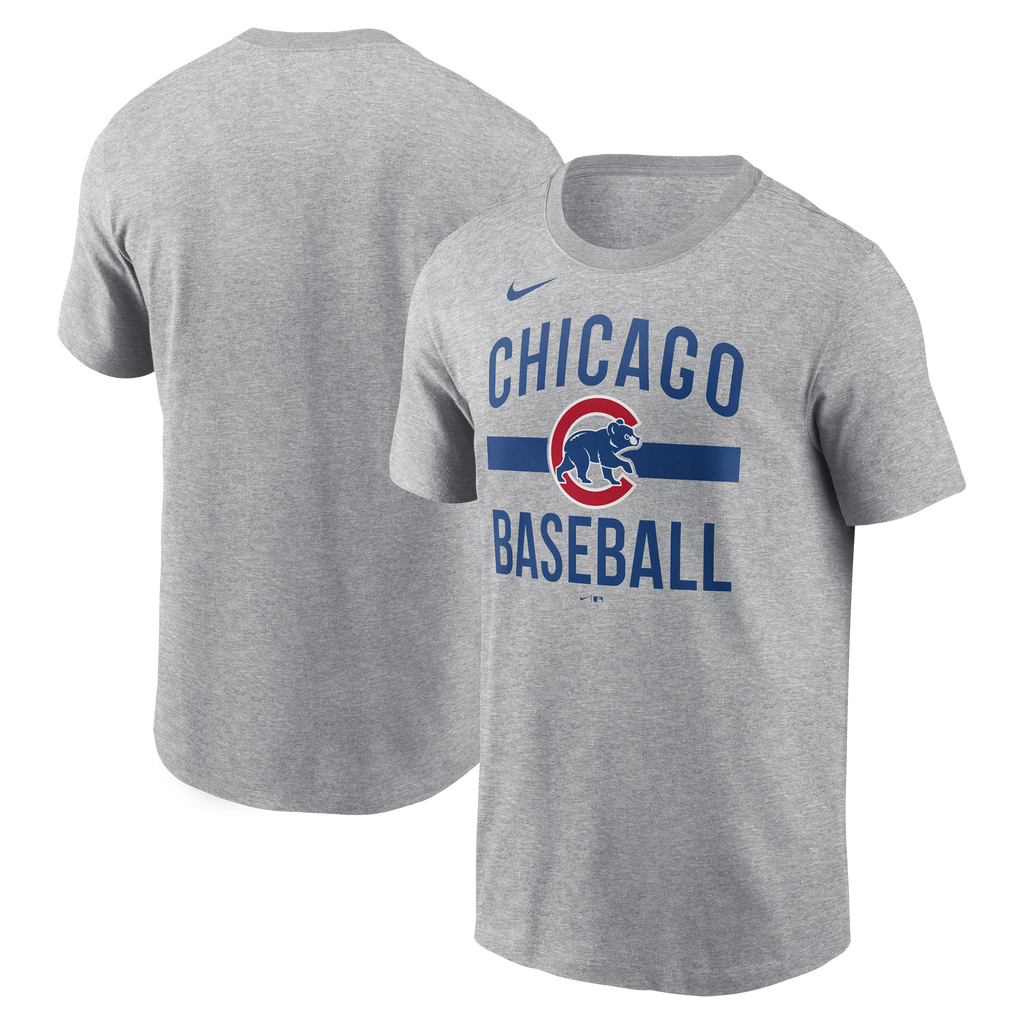 Chicago Cubs Nike Heather Gray Arched T-Shirt for Men product image 1, provided for visual reference and product detail