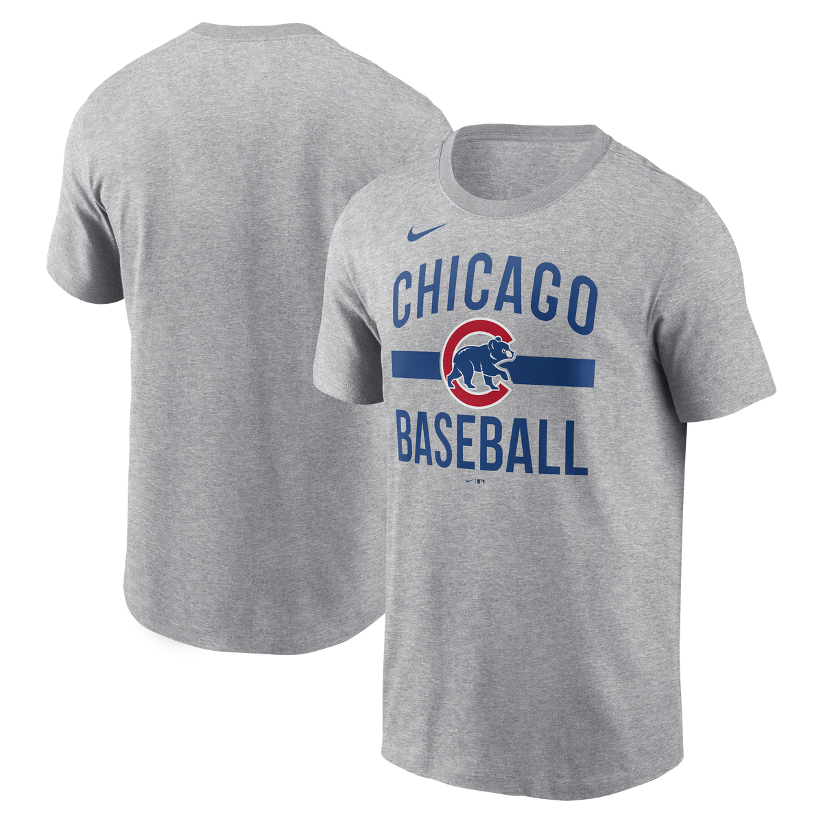 Chicago Cubs Nike Heather Gray Arched T-Shirt for Men product image 1, provided for visual reference and product detail
