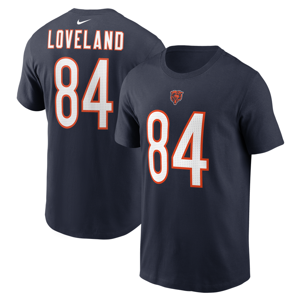 Nike Colston Loveland Navy Chicago Bears Name & Number T-Shirt for Men product image 1, provided for visual reference and