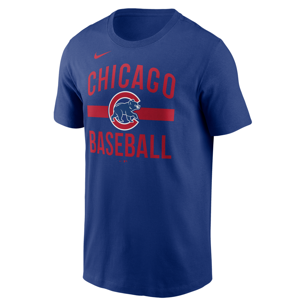 Chicago Cubs Nike Royal Blue Arched T-Shirt for Men product image 2, provided for visual reference and product detail review