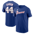 Hank Aaron Atlanta Braves Nike Royal Blue Name and Number T-Shirt for Men product image 1, provided for visual reference and