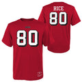 Youth Jerry Rice San Francisco 49ers Red Mitchell & Ness Retro Player Name And Number T-Shirt product image 1, provided for