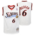 Youth Philadelphia 76ers Allen Iverson Mitchell & Ness White 2002 Hardwood Classics Swingman Jersey product image 1,