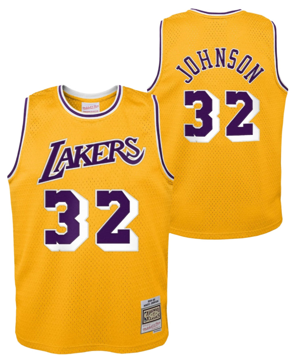 Youth Los Angeles Lakers Magic Johnson Mitchell & Ness Gold 1984-85 Hardwood Classics Swingman Jersey product image 1,