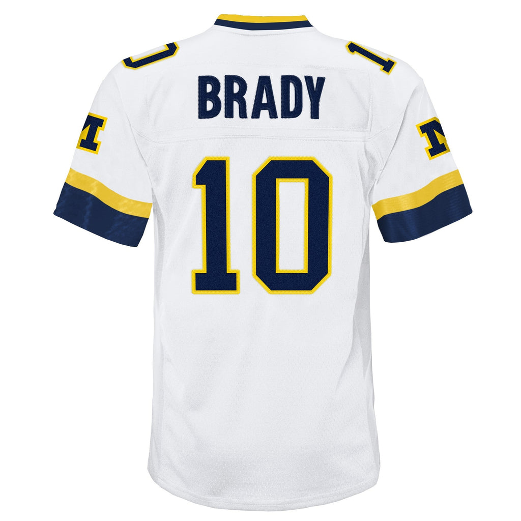 Youth Tom Brady #10 Michigan Wolverines 1999 White Mitchell & Ness Legacy NCAA Jersey product image 3, provided for visual