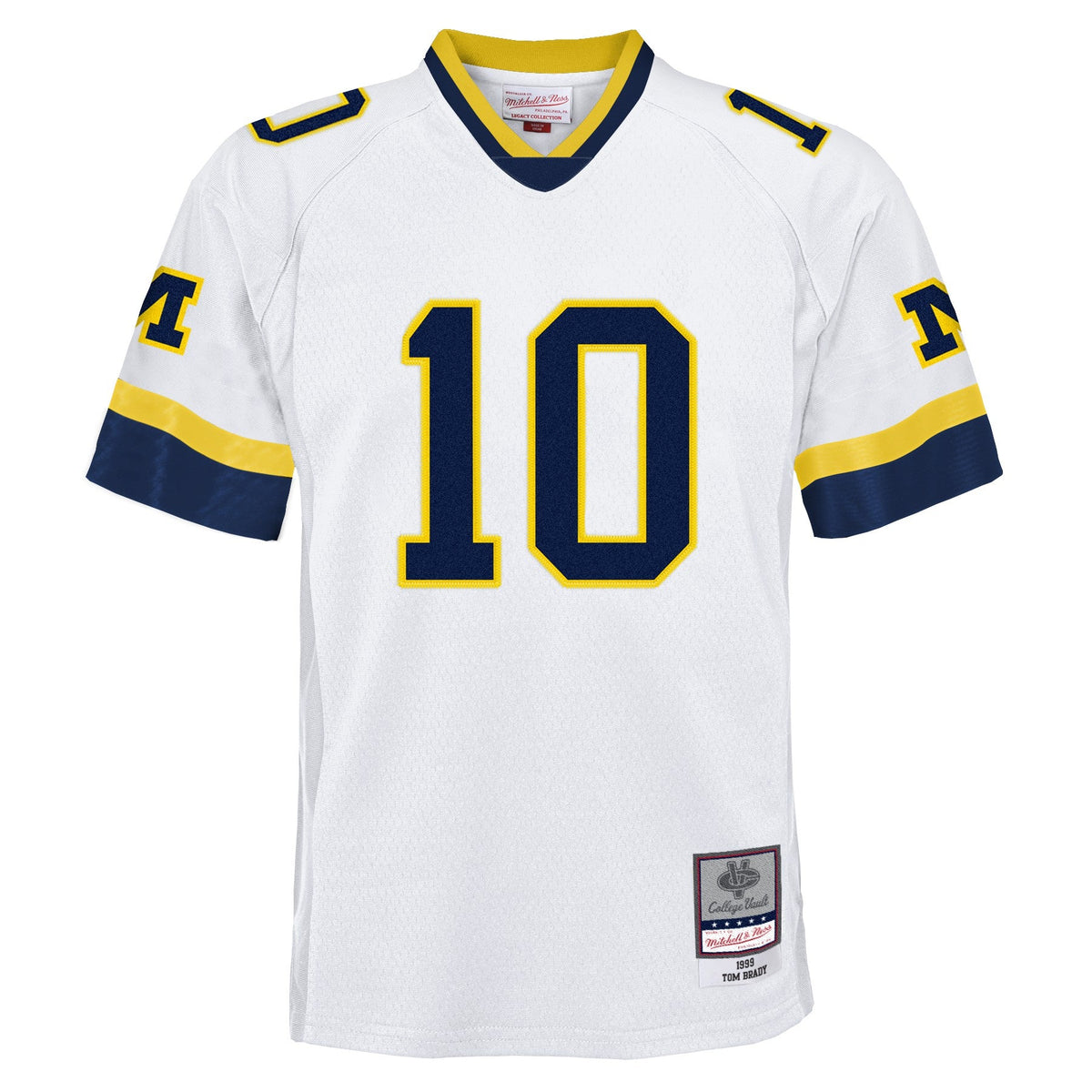 Youth Tom Brady #10 Michigan Wolverines 1999 White Mitchell & Ness Legacy NCAA Jersey product image 2, provided for visual