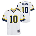 Youth Tom Brady #10 Michigan Wolverines 1999 White Mitchell & Ness Legacy NCAA Jersey product image 1, provided for visual