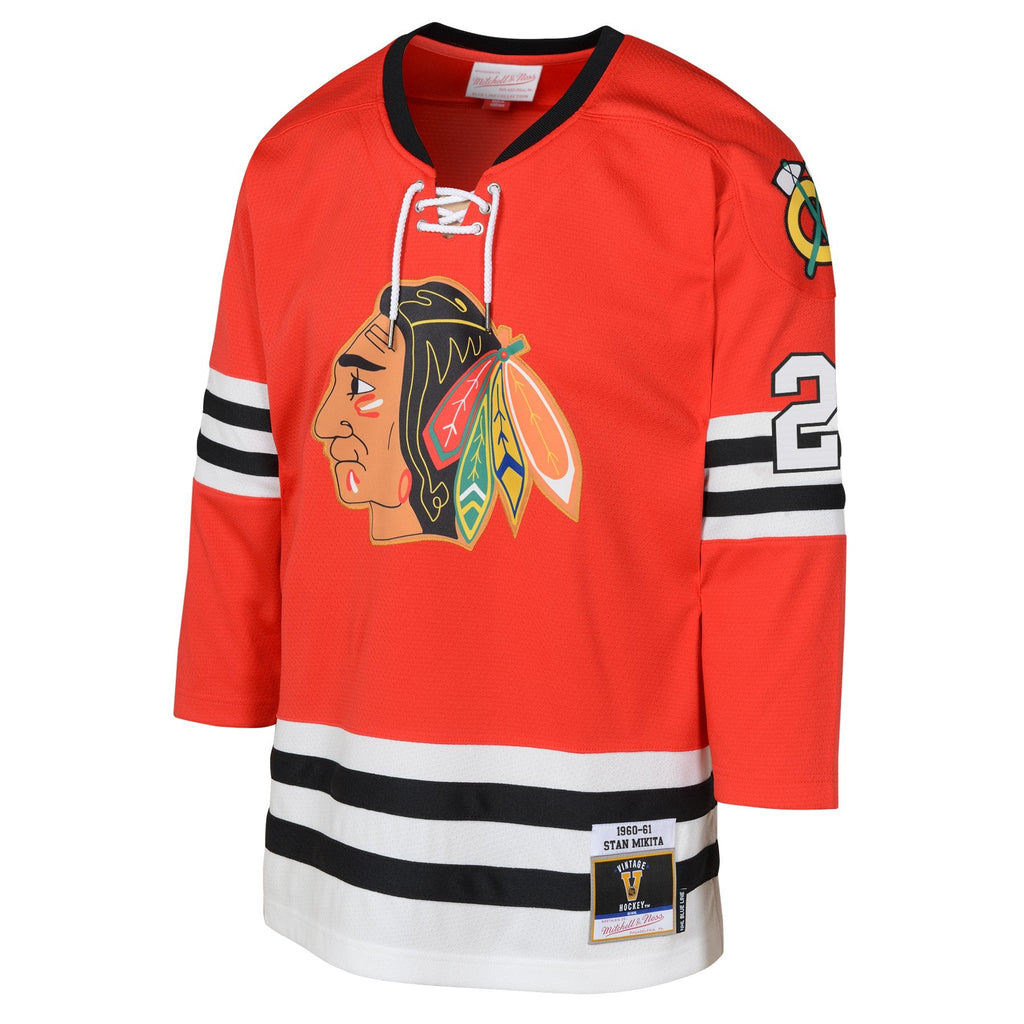 Youth Stan Mikita Chicago Blackhawks Red Mitchell & Ness 1960-61 Blue Line Player Jersey product image 2, provided for
