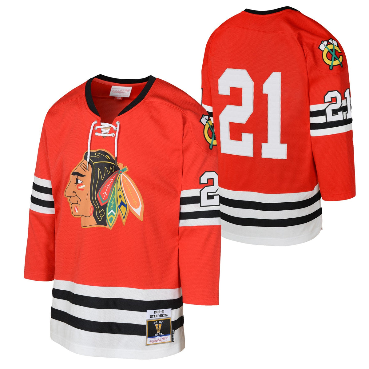 Youth Stan Mikita Chicago Blackhawks Red Mitchell & Ness 1960-61 Blue Line Player Jersey product image 1, provided for