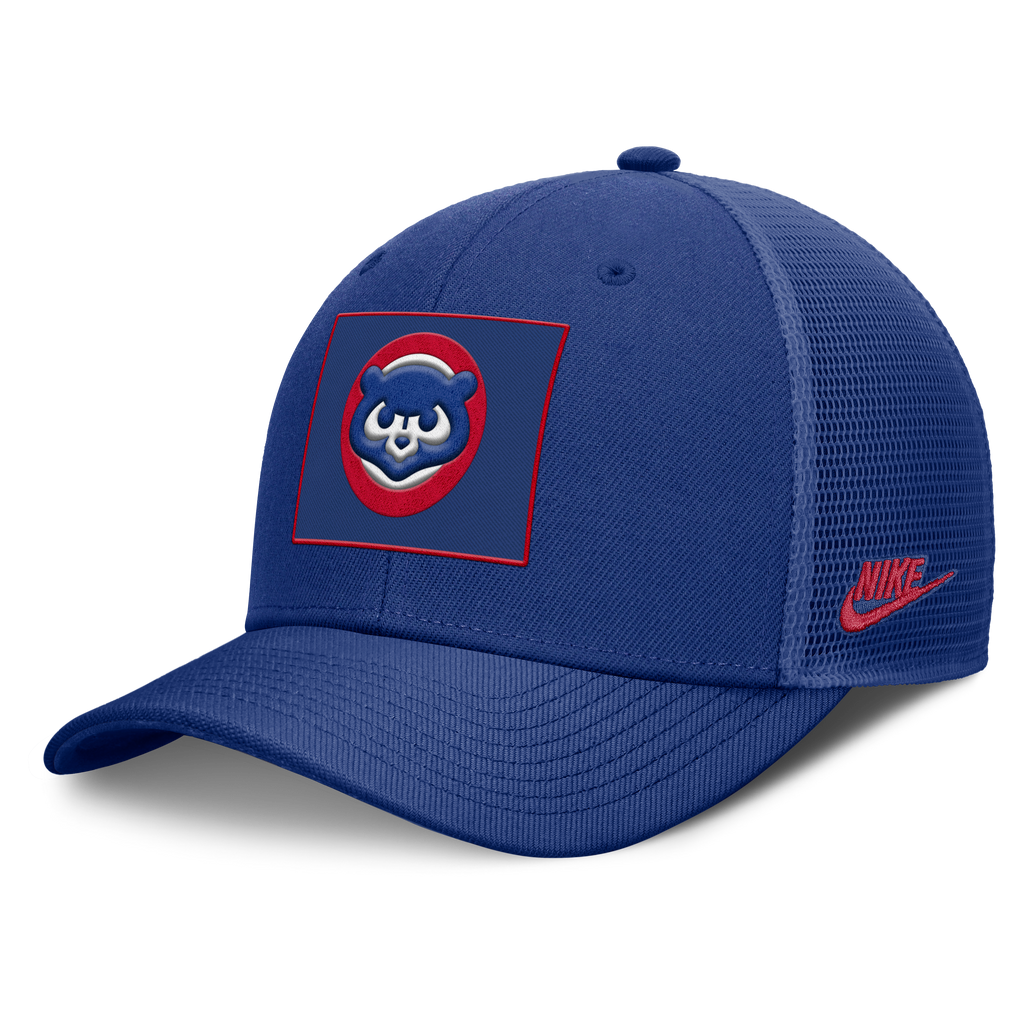 Chicago Cubs Nike Rise Royal Blue Dri-Fit Adjustable Snapback Trucker Hat product image 1, provided for visual reference and