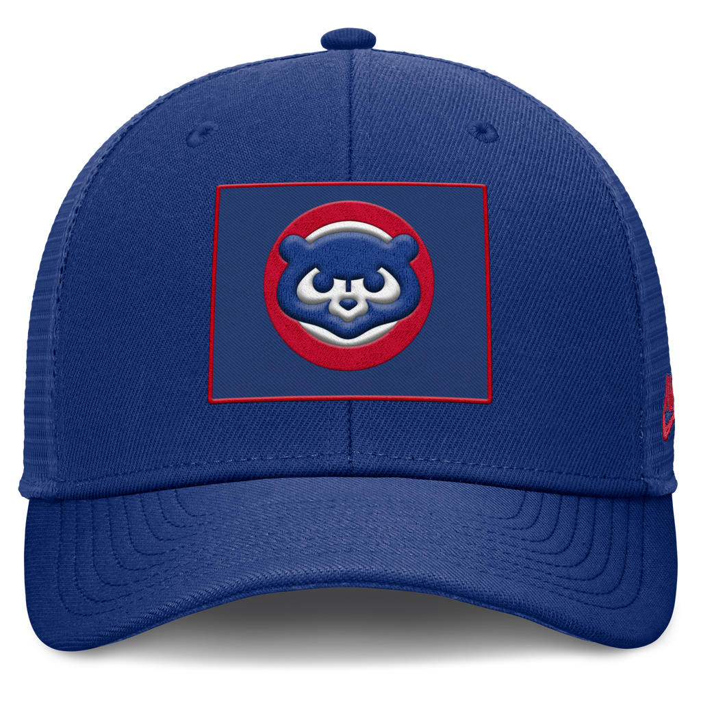 Chicago Cubs Nike Rise Royal Blue Dri-Fit Adjustable Snapback Trucker Hat product image 2, provided for visual reference and