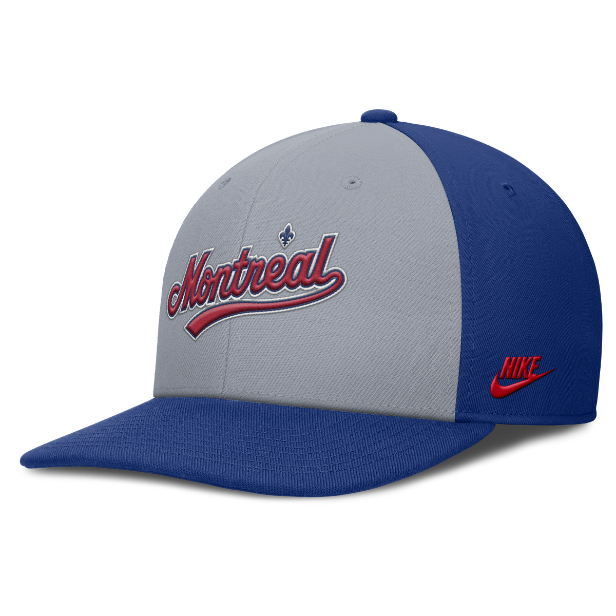 Montreal Expos Nike Gray/Royal Dri-Fit Pro Snapback Hat product image 3, provided for visual reference and product detail