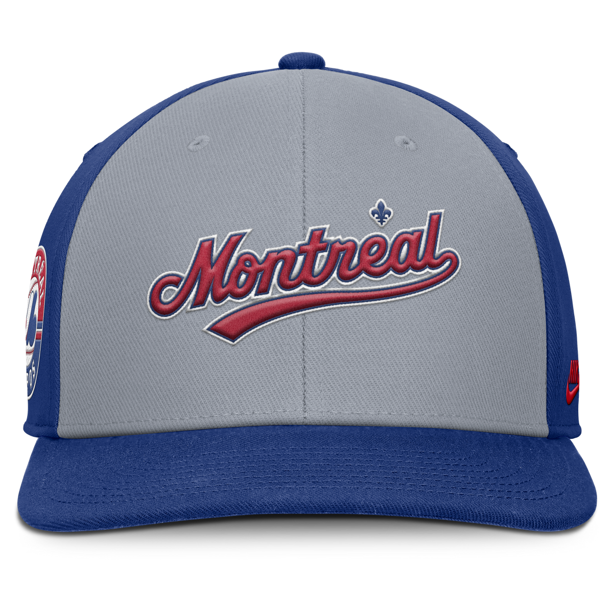 Montreal Expos Nike Gray/Royal Dri-Fit Pro Snapback Hat product image 2, provided for visual reference and product detail