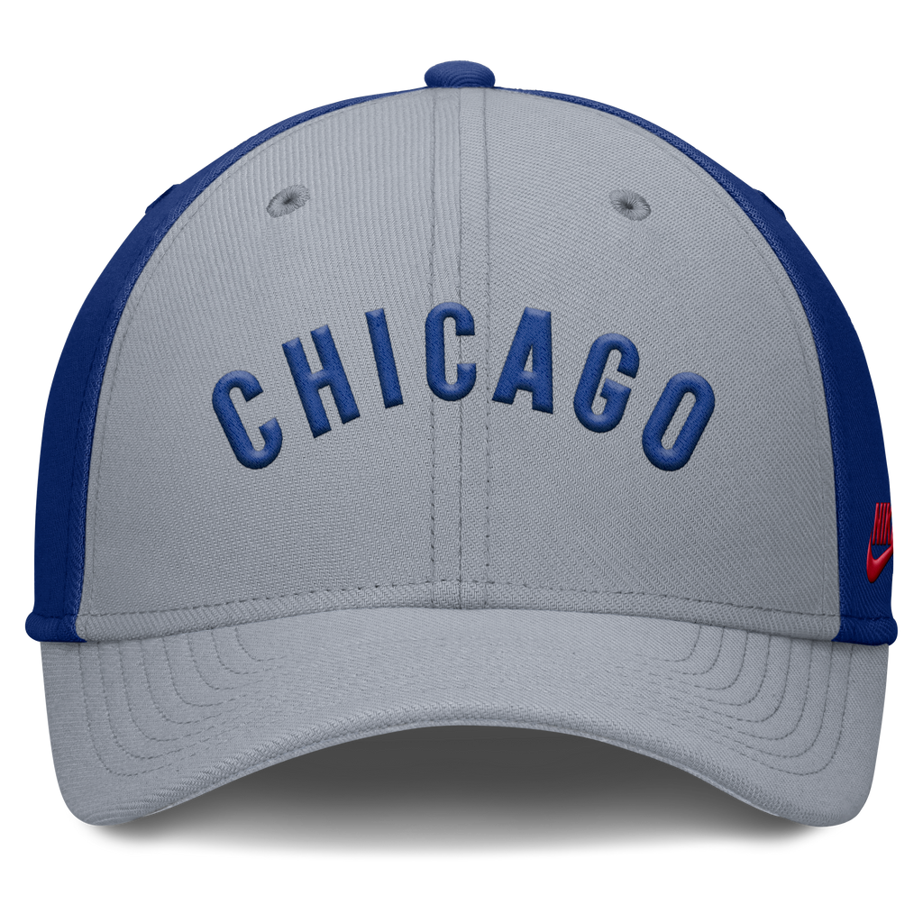 Chicago Cubs Nike Dri-Fit Rise City Gray/Royal Flex Hat product image 2, provided for visual reference and product detail