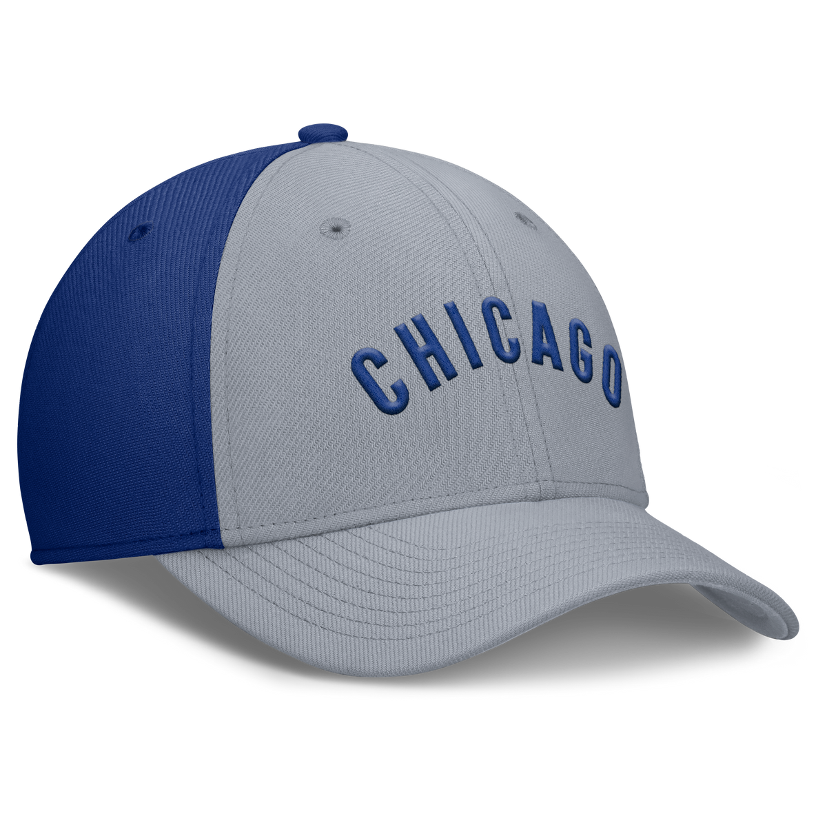 Chicago Cubs Nike Dri-Fit Rise City Gray/Royal Flex Hat product image 3, provided for visual reference and product detail