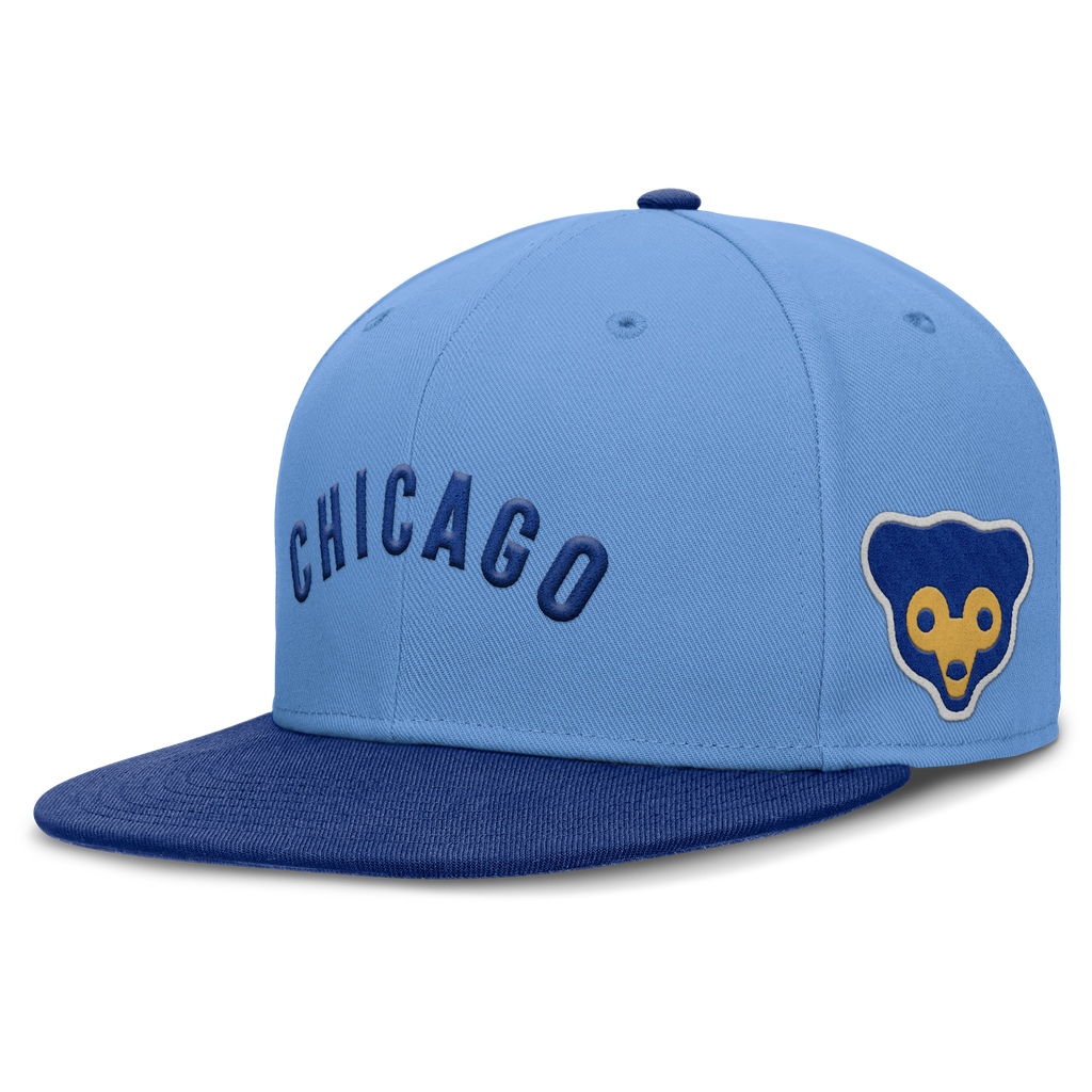 Mens Chicago Cubs Nike Cooperstown Blue Dri-Fit True Fitted Hat product image 1, provided for visual reference and product