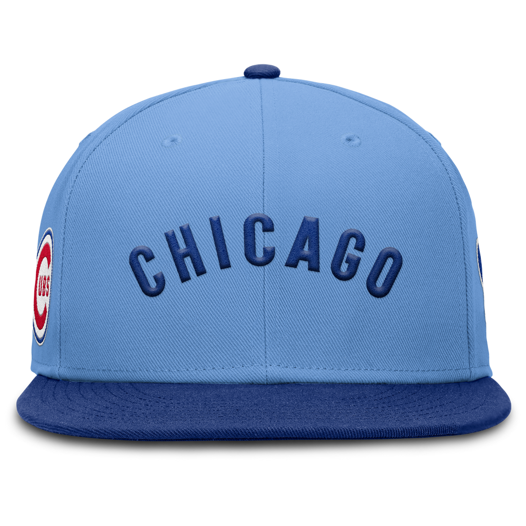 Mens Chicago Cubs Nike Cooperstown Blue Dri-Fit True Fitted Hat product image 2, provided for visual reference and product