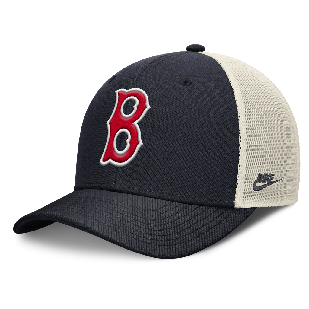 Boston Red Sox Nike Rise Navy Adjustable Snapback Trucker Hat product image 1, provided for visual reference and product