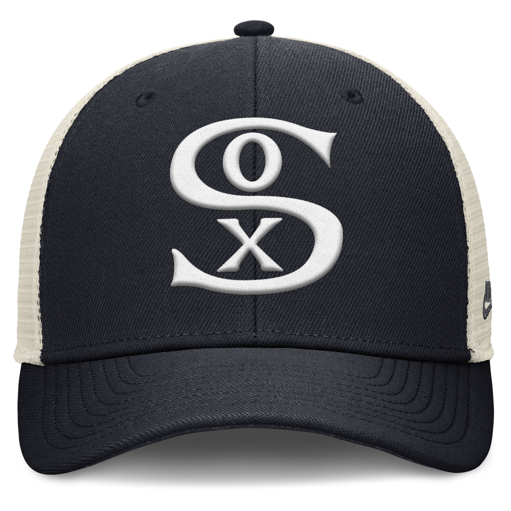 Chicago White Sox Nike Rise Navy Adjustable Snapback Trucker Hat product image 2, provided for visual reference and product