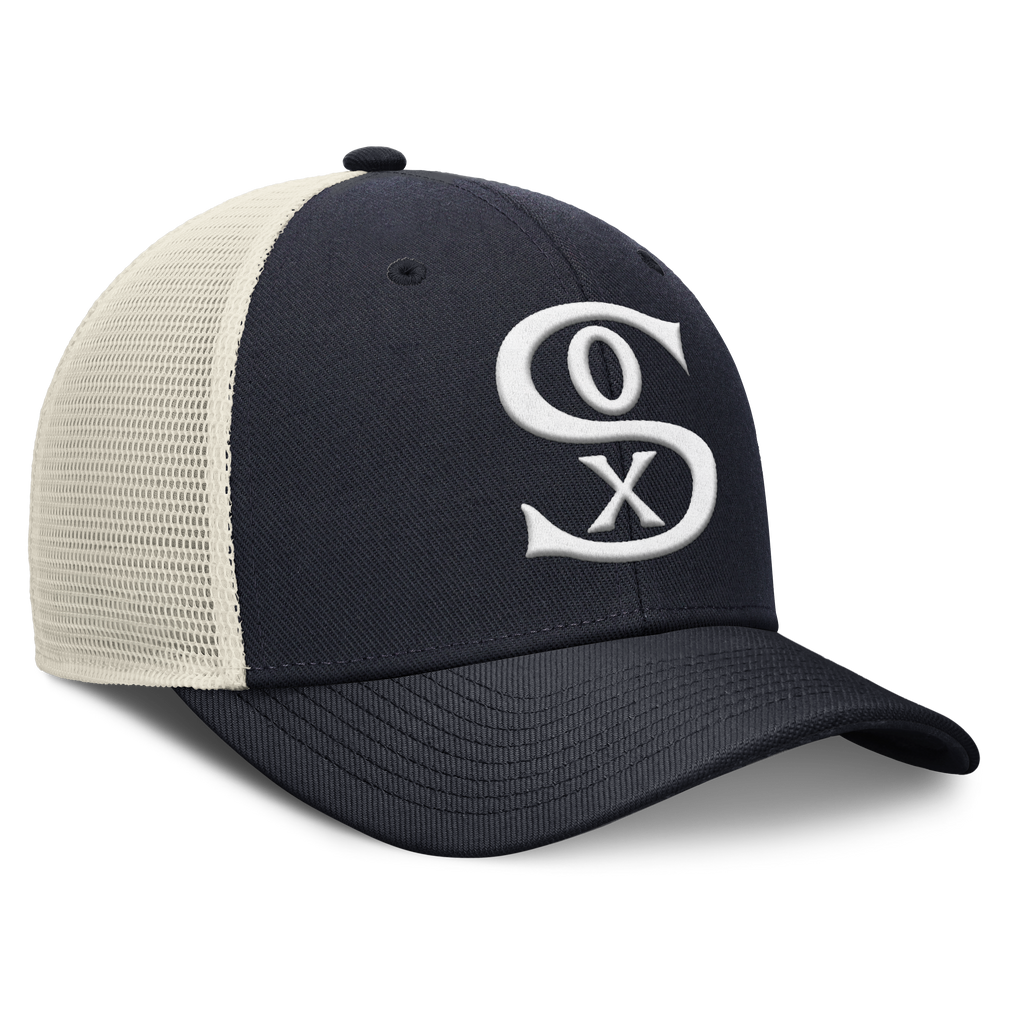 Chicago White Sox Nike Rise Navy Adjustable Snapback Trucker Hat product image 3, provided for visual reference and product
