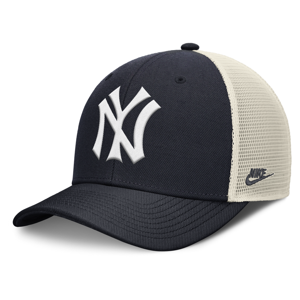 New York Yankees Nike Rise Navy Adjustable Snapback Trucker Hat product image 1, provided for visual reference and product
