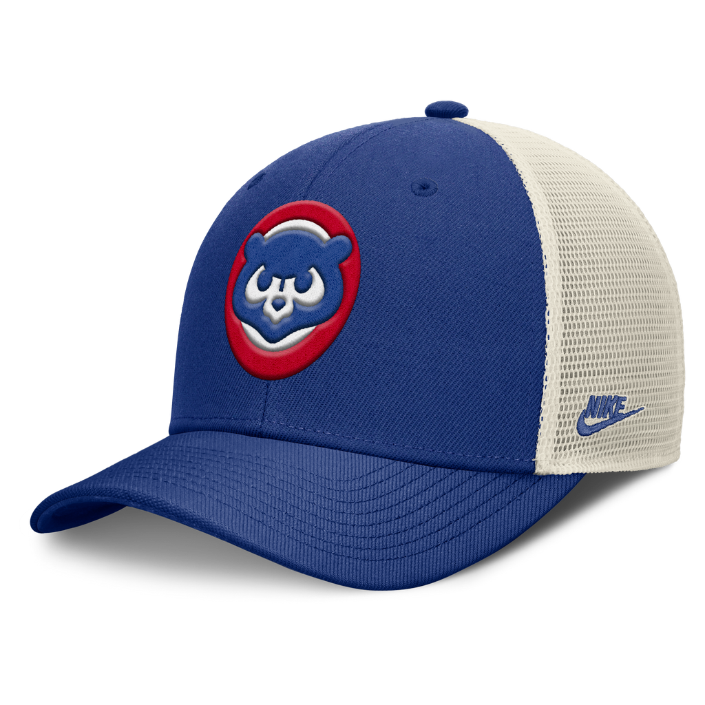 Chicago Cubs Nike Rise Royal Blue Adjustable Snapback Trucker Hat product image 1, provided for visual reference and product