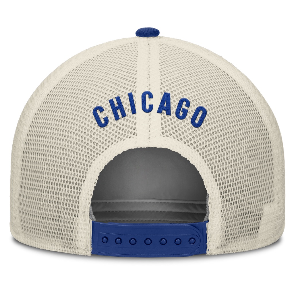 Chicago Cubs Nike Rise Royal Blue Adjustable Snapback Trucker Hat product image 4, provided for visual reference and product