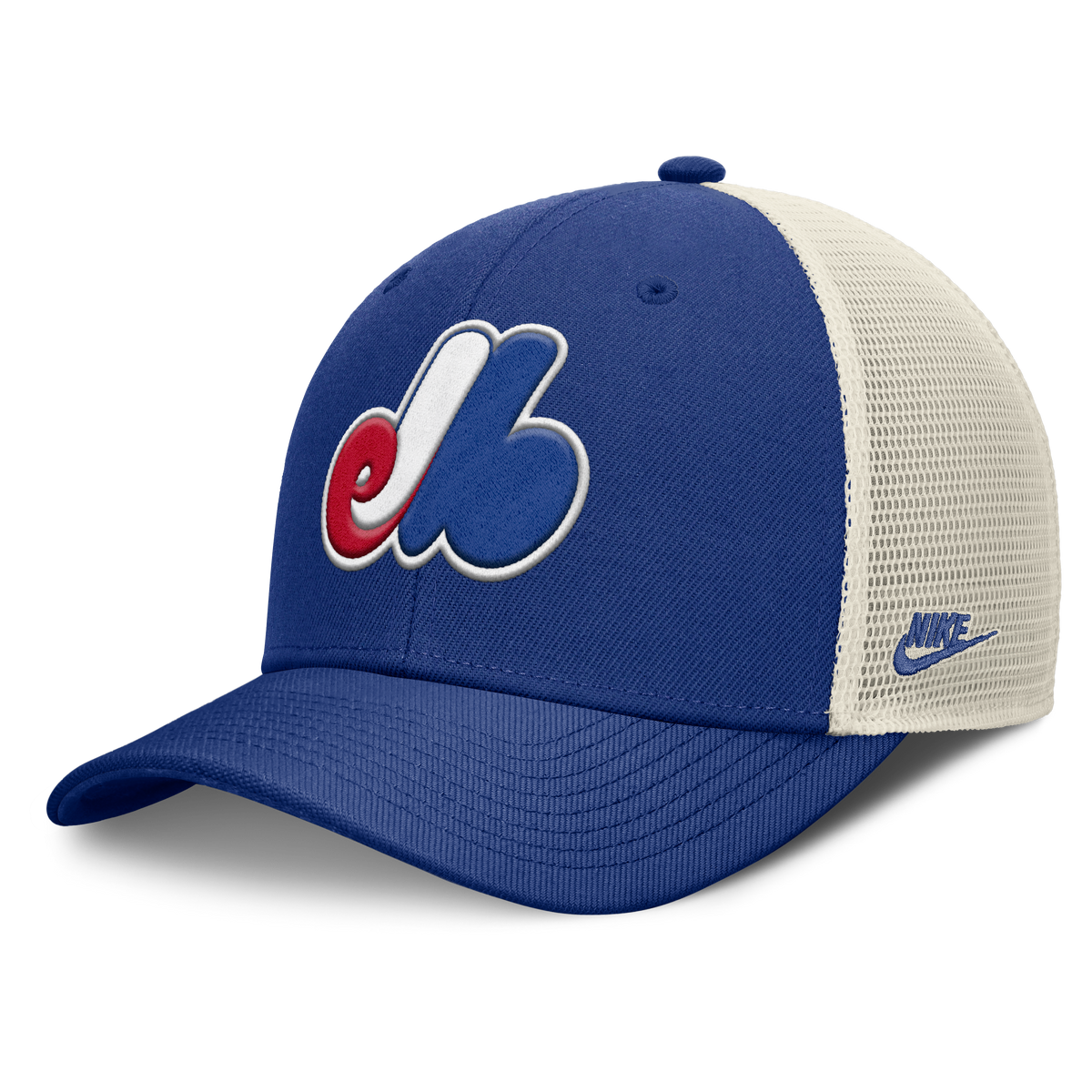 Montreal Expos Nike Rise Royal Adjustable Snapback Trucker Hat product image 1, provided for visual reference and product