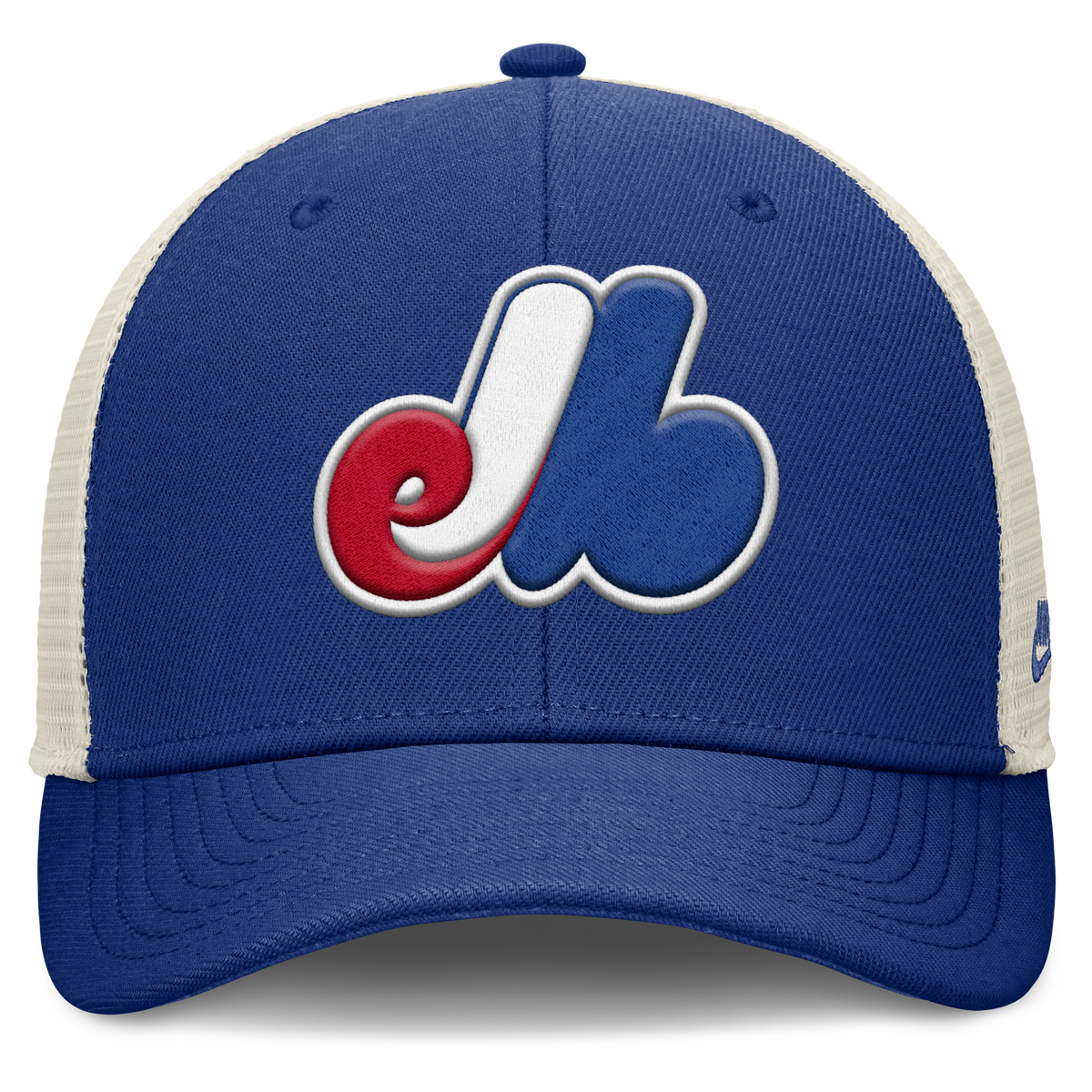 Montreal Expos Nike Rise Royal Adjustable Snapback Trucker Hat product image 2, provided for visual reference and product