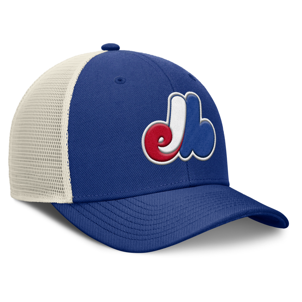 Montreal Expos Nike Rise Royal Adjustable Snapback Trucker Hat product image 3, provided for visual reference and product