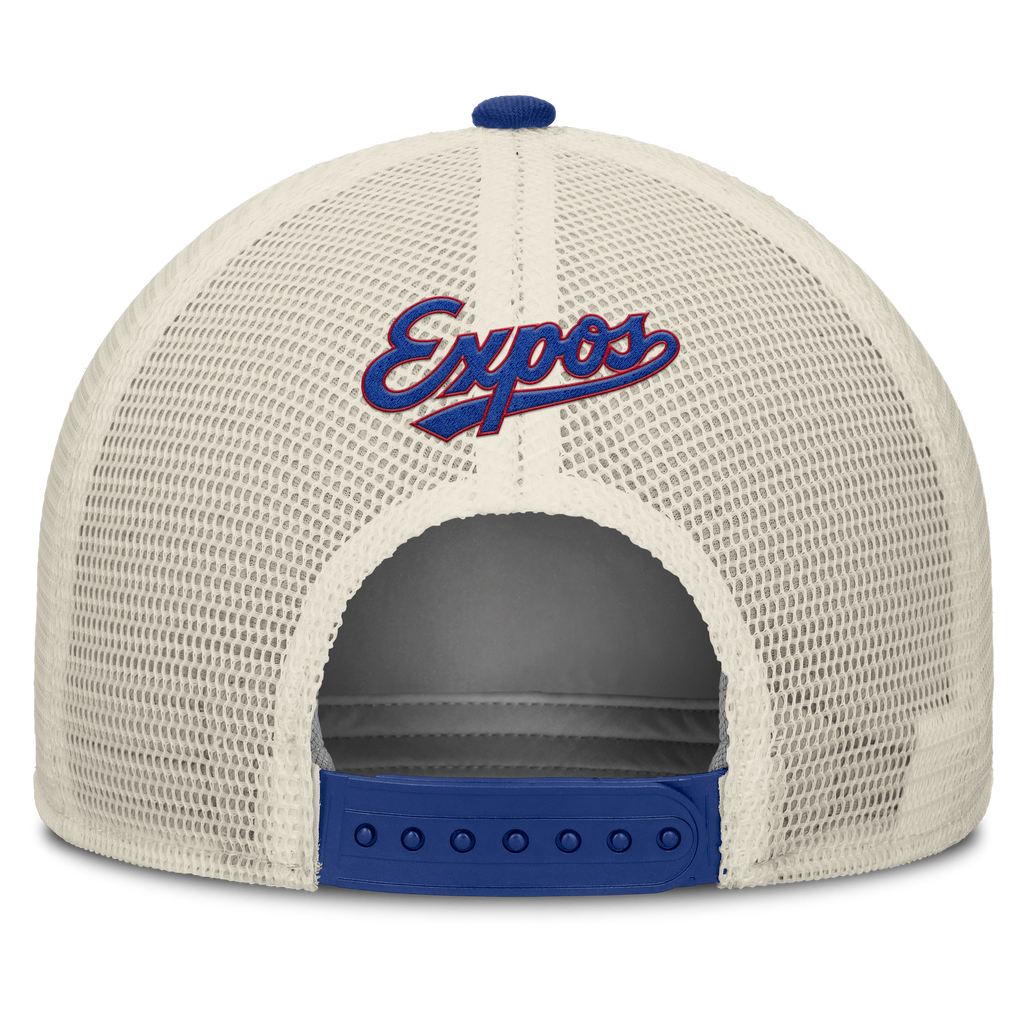 Montreal Expos Nike Rise Royal Adjustable Snapback Trucker Hat product image 4, provided for visual reference and product