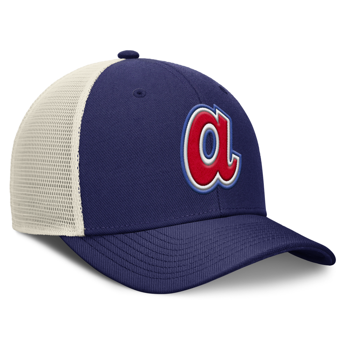 Atlanta Braves Nike Rise Royal Adjustable Snapback Trucker Hat product image 3, provided for visual reference and product