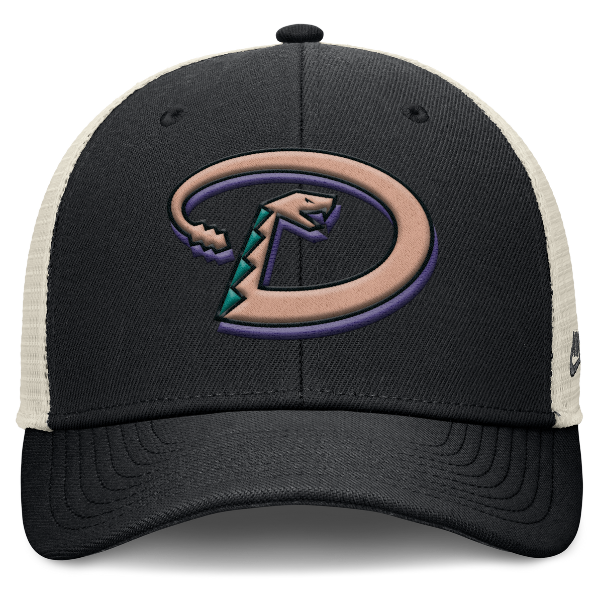 Arizona Diamondbacks Nike Rise Black Adjustable Snapback Trucker Hat product image 2, provided for visual reference and