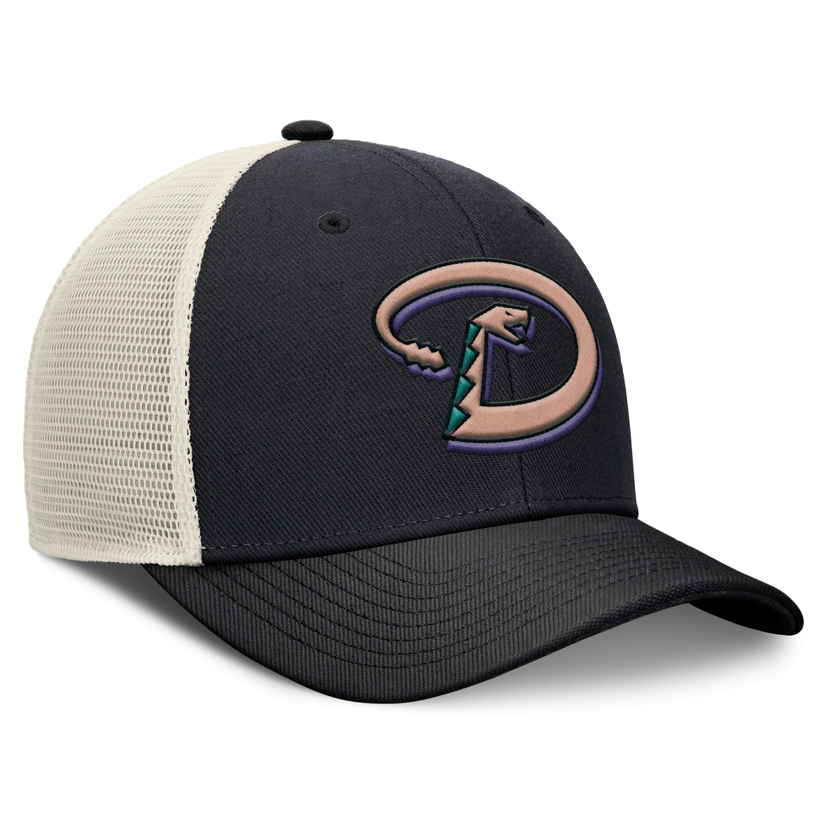 Arizona Diamondbacks Nike Rise Black Adjustable Snapback Trucker Hat product image 3, provided for visual reference and