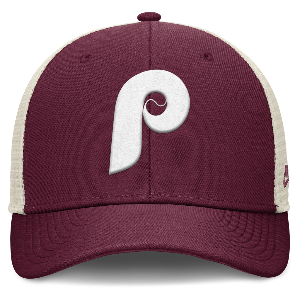 Philadelphia Phillies Nike Rise Maroon Adjustable Snapback Trucker Hat product image 2, provided for visual reference and