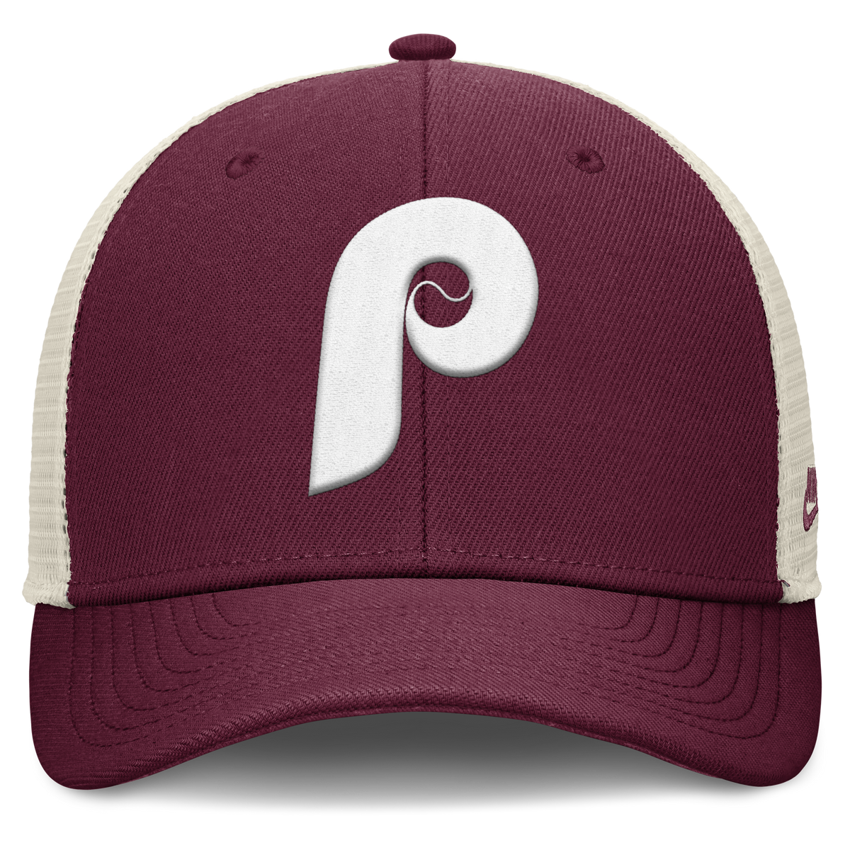 Philadelphia Phillies Nike Rise Maroon Adjustable Snapback Trucker Hat product image 2, provided for visual reference and