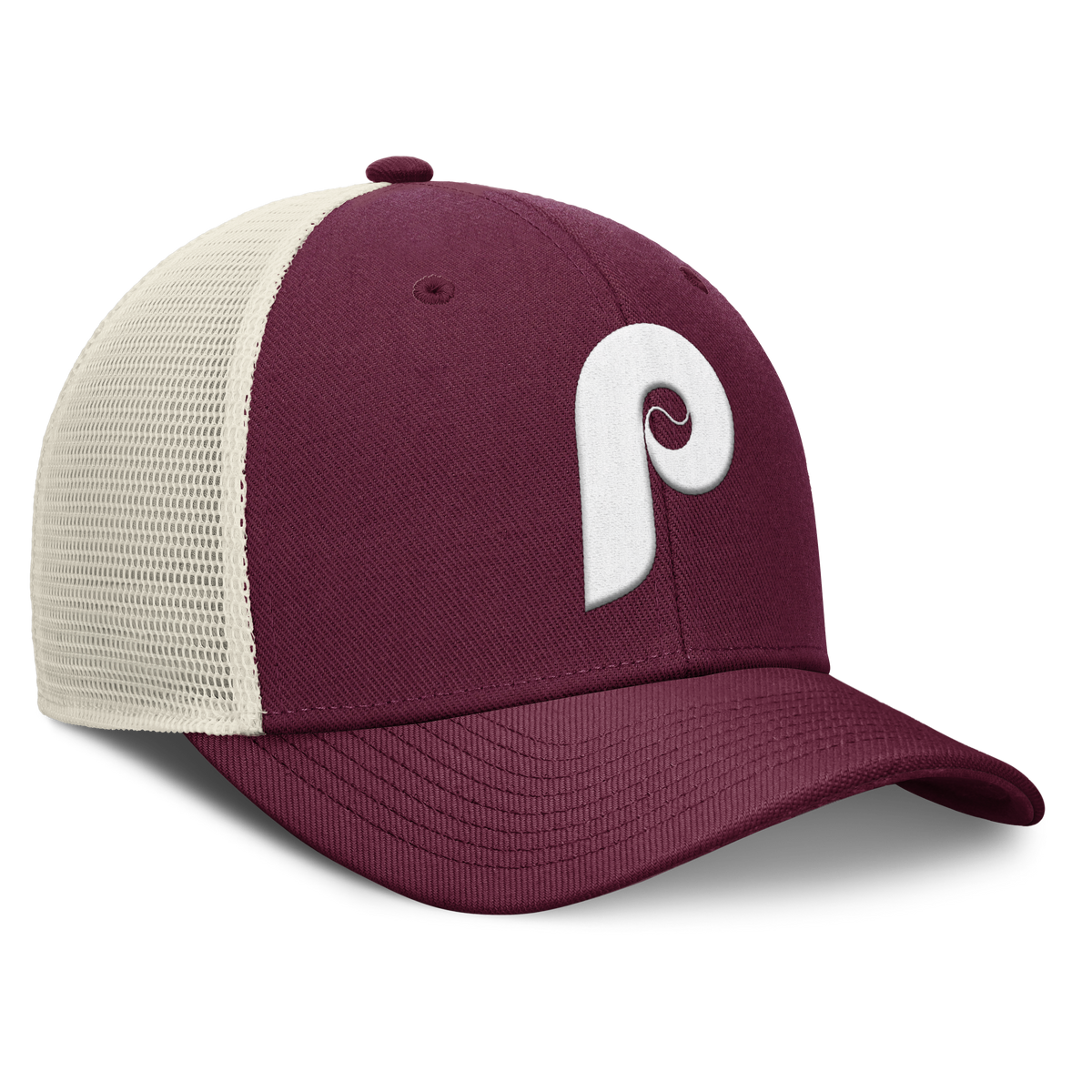 Philadelphia Phillies Nike Rise Maroon Adjustable Snapback Trucker Hat product image 3, provided for visual reference and