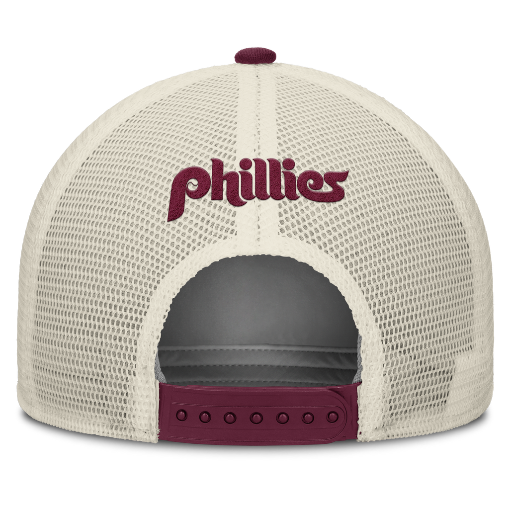 Philadelphia Phillies Nike Rise Maroon Adjustable Snapback Trucker Hat product image 4, provided for visual reference and