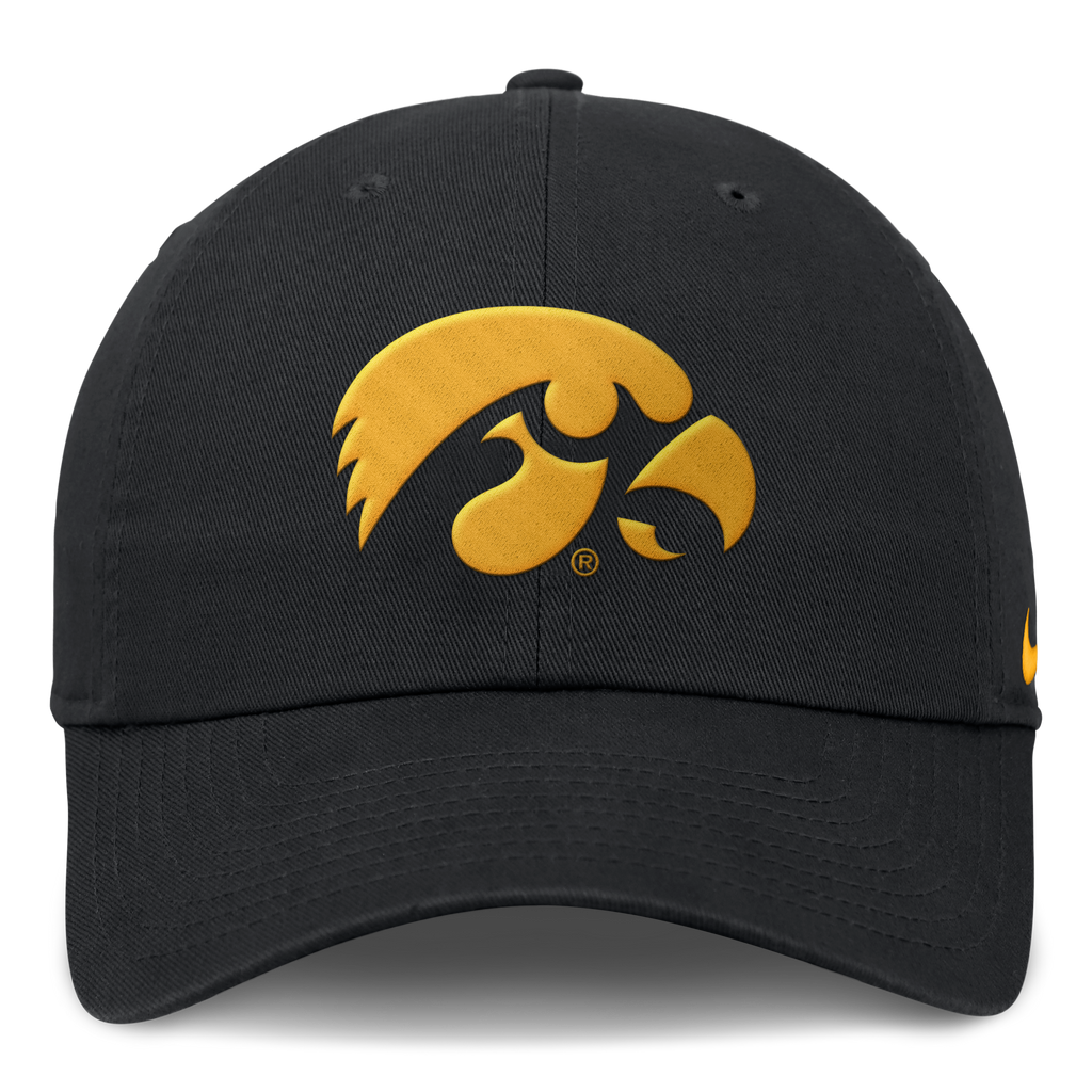 Iowa Hawkeyes Black Nike Club H86 Unstructured Adjustable Hat product image 2, provided for visual reference and product