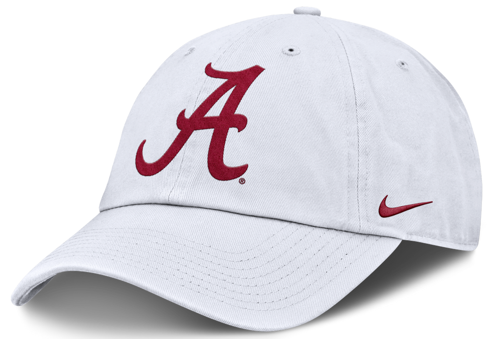Alabama Crimson Tide Nike White Club Primetime Adjustable Hat product image 1, provided for visual reference and product