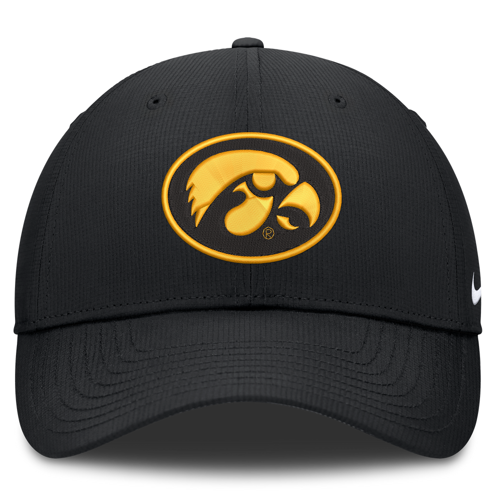 Iowa Hawkeyes Black Nike Club Performance Adjustable Hat-Alt Logo product image 2, provided for visual reference and product
