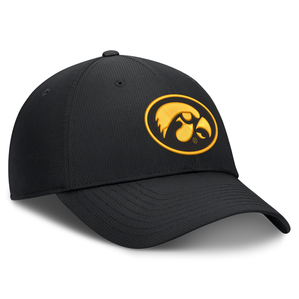 Iowa Hawkeyes Black Nike Club Performance Adjustable Hat-Alt Logo product image 3, provided for visual reference and product