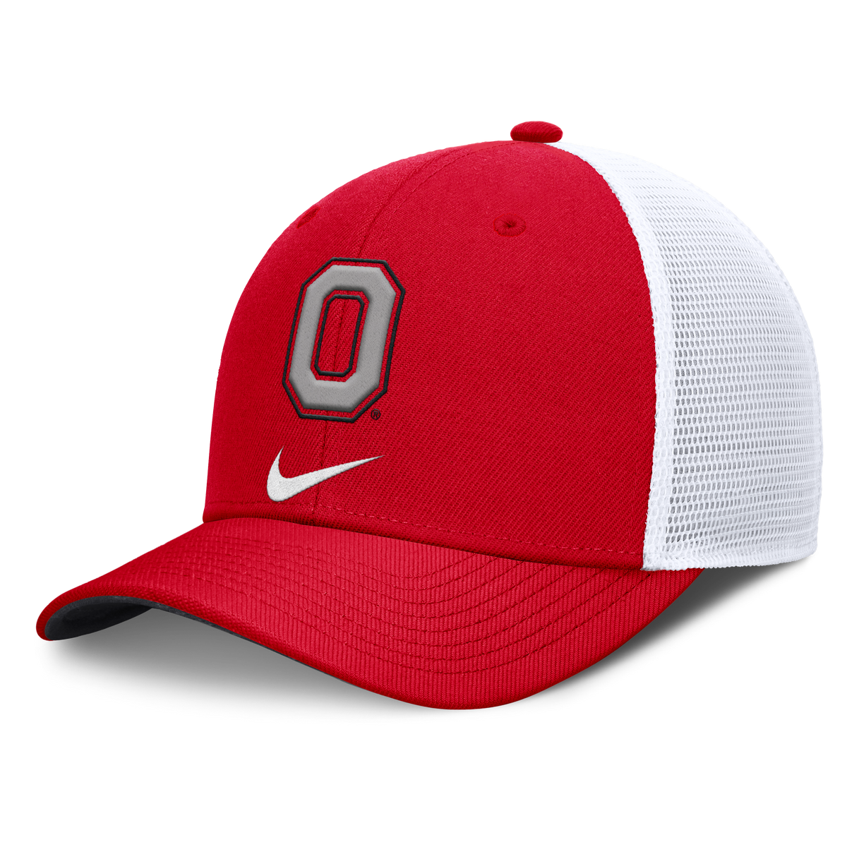 Ohio State Buckeyes Nike Rise Red Adjustable Snapback Trucker Hat product image 1, provided for visual reference and product