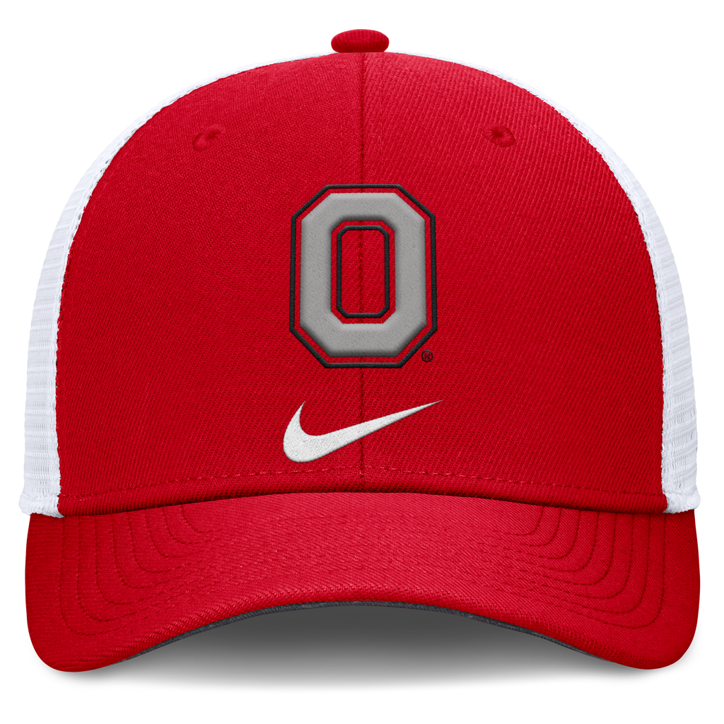 Ohio State Buckeyes Nike Rise Red Adjustable Snapback Trucker Hat product image 2, provided for visual reference and product